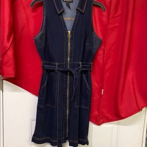 Denim Jean Front Zipper Dress